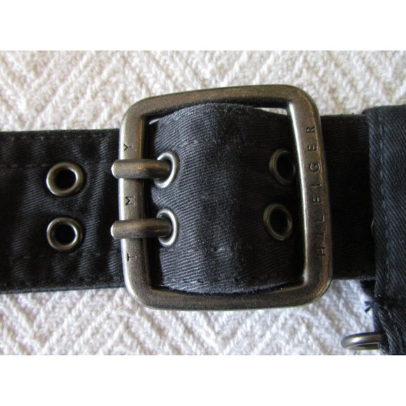 Tommy Hilfiger Women's Belts Cotton (Lot 2) - Black/Off White - Brushed Silver - Picture 9 of 15